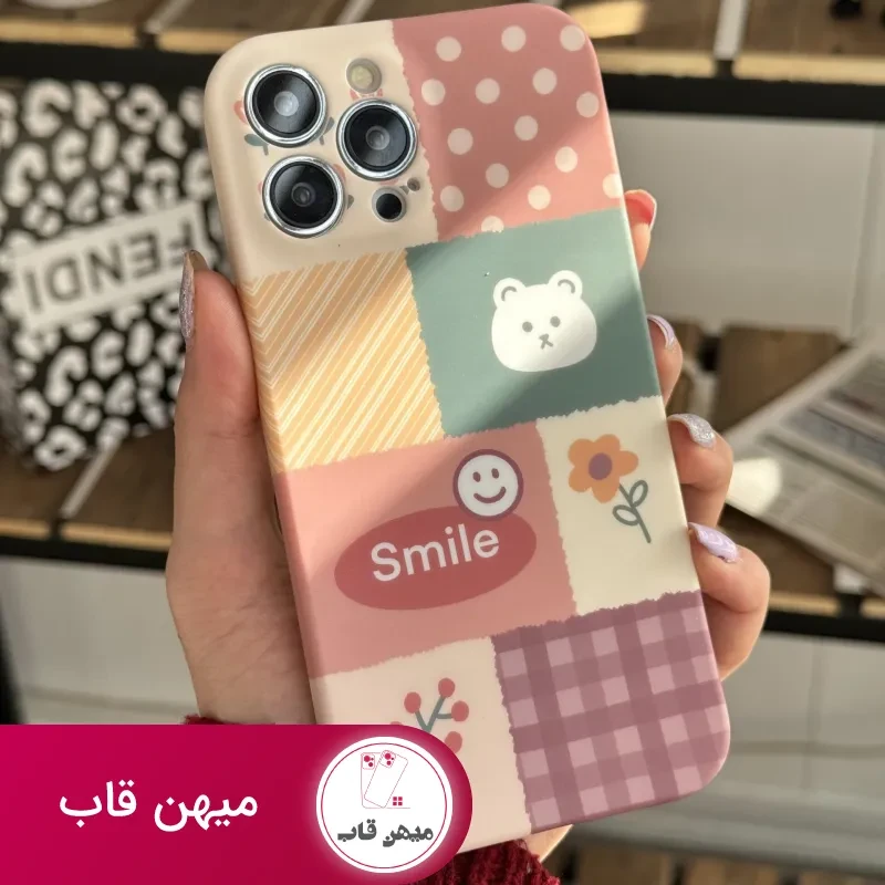 قاب موبایل آیفون شاخه گل ارغوانی محافظ لنزدار