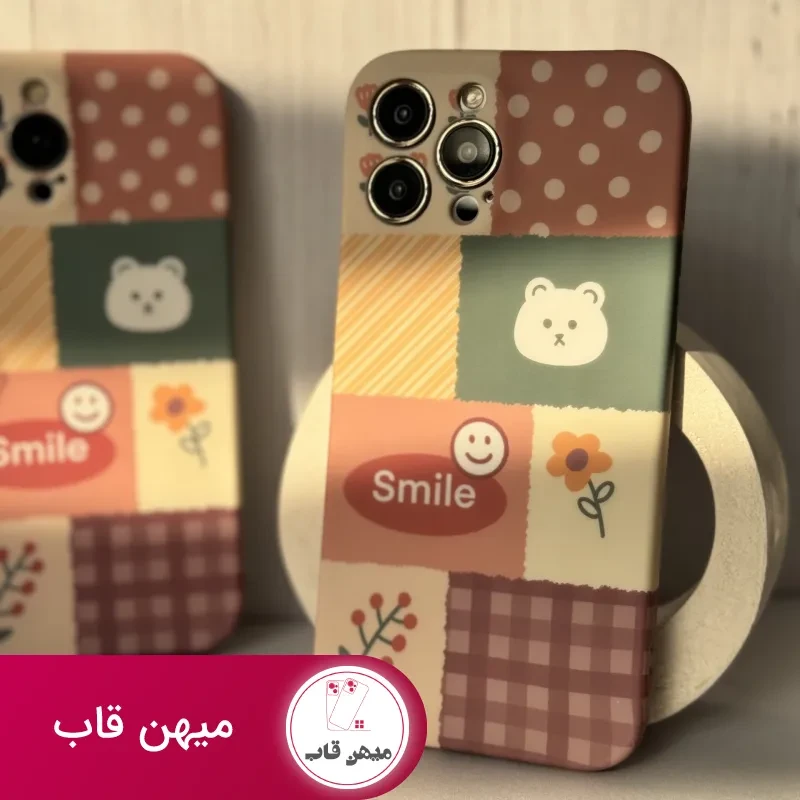 قاب موبایل آیفون شاخه گل ارغوانی محافظ لنزدار