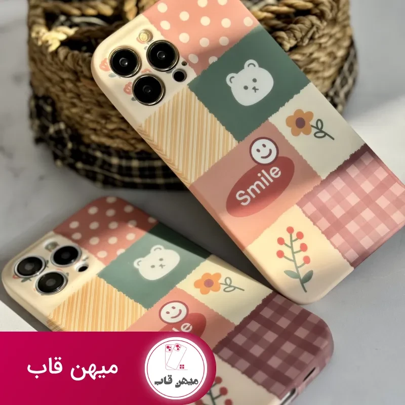 قاب موبایل آیفون شاخه گل ارغوانی محافظ لنزدار