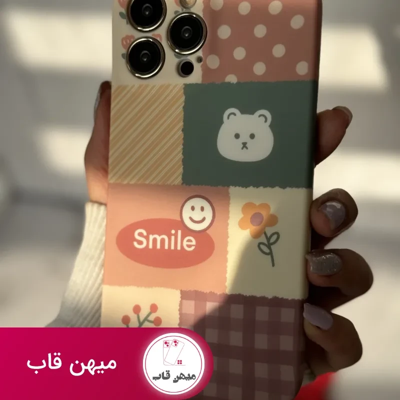 قاب موبایل آیفون شاخه گل ارغوانی محافظ لنزدار