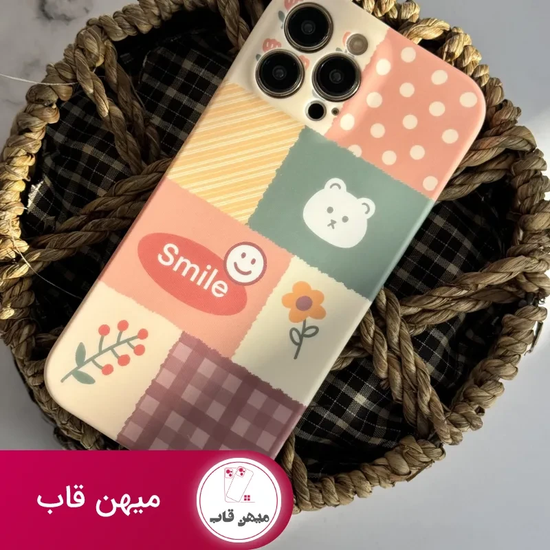 قاب موبایل آیفون شاخه گل ارغوانی محافظ لنزدار