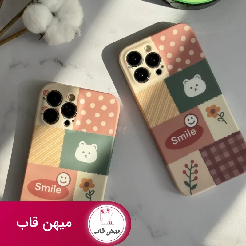 قاب موبایل آیفون شاخه گل ارغوانی محافظ لنزدار