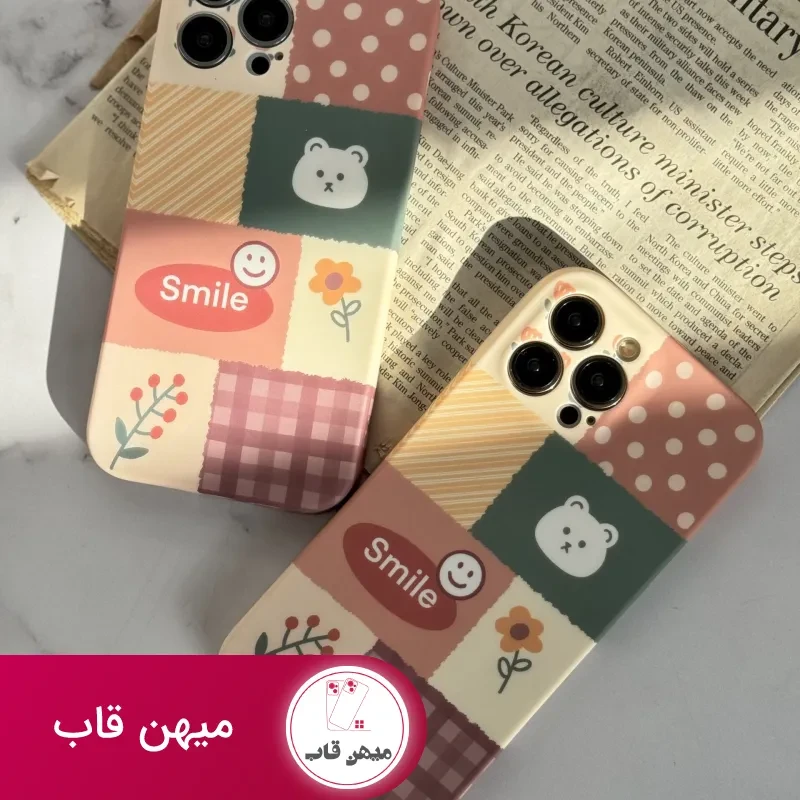 قاب موبایل آیفون شاخه گل ارغوانی محافظ لنزدار