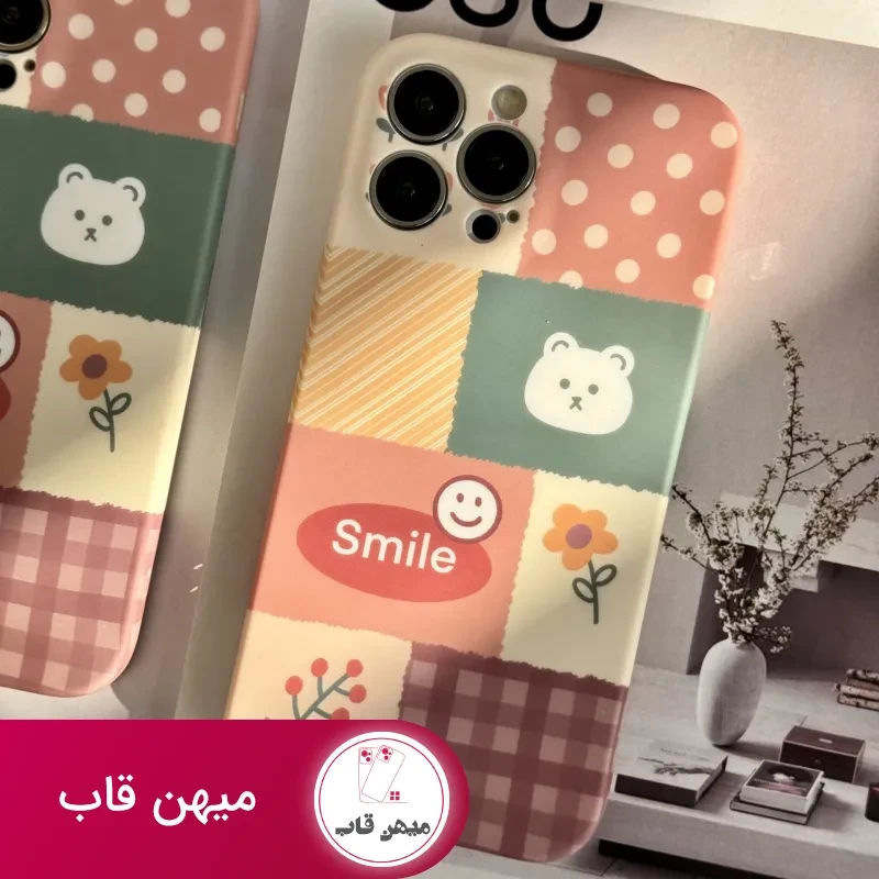 قاب موبایل آیفون شاخه گل ارغوانی محافظ لنزدار