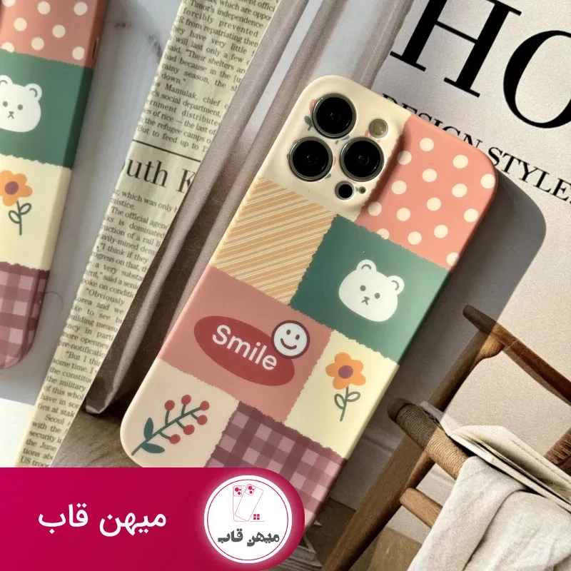 قاب موبایل آیفون شاخه گل ارغوانی محافظ لنزدار