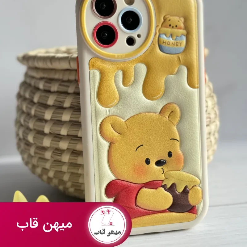 قاب موبایل آیفون برجسته خرس لوتسوهاگین و خرس پو محافظ لنزدار