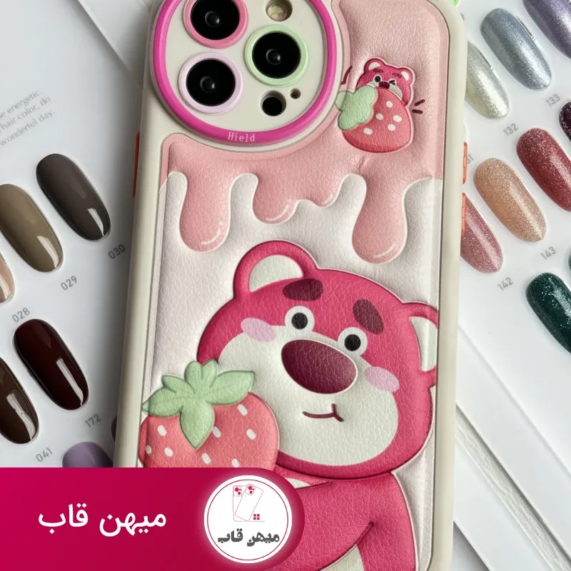 قاب موبایل آیفون برجسته خرس لوتسوهاگین و خرس پو محافظ لنزدار