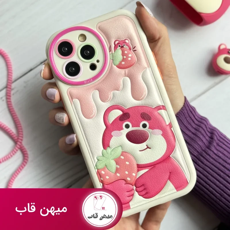قاب موبایل آیفون برجسته خرس لوتسوهاگین و خرس پو محافظ لنزدار