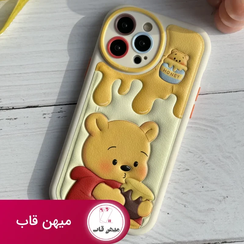 قاب موبایل آیفون برجسته خرس لوتسوهاگین و خرس پو محافظ لنزدار