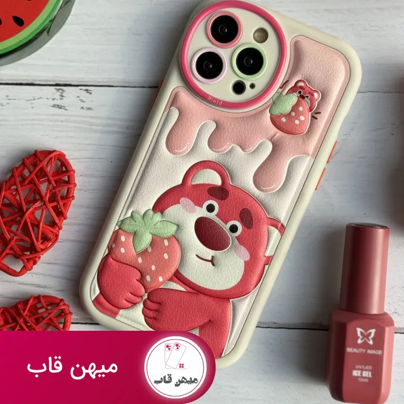 قاب موبایل آیفون برجسته خرس لوتسوهاگین و خرس پو محافظ لنزدار