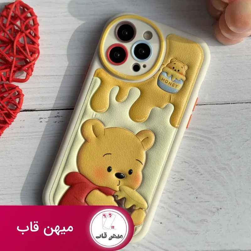قاب موبایل آیفون برجسته خرس لوتسوهاگین و خرس پو محافظ لنزدار