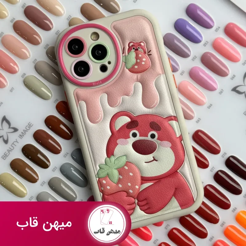 قاب موبایل آیفون برجسته خرس لوتسوهاگین و خرس پو محافظ لنزدار