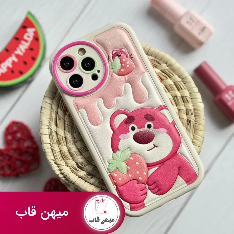 قاب موبایل آیفون برجسته خرس لوتسوهاگین و خرس پو محافظ لنزدار