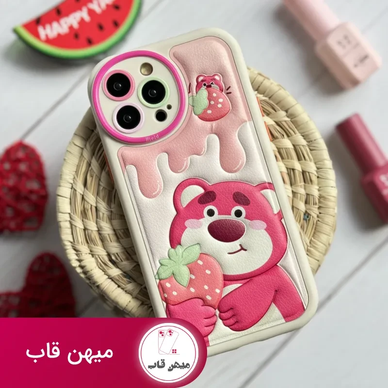 قاب موبایل آیفون برجسته خرس لوتسوهاگین و خرس پو محافظ لنزدار