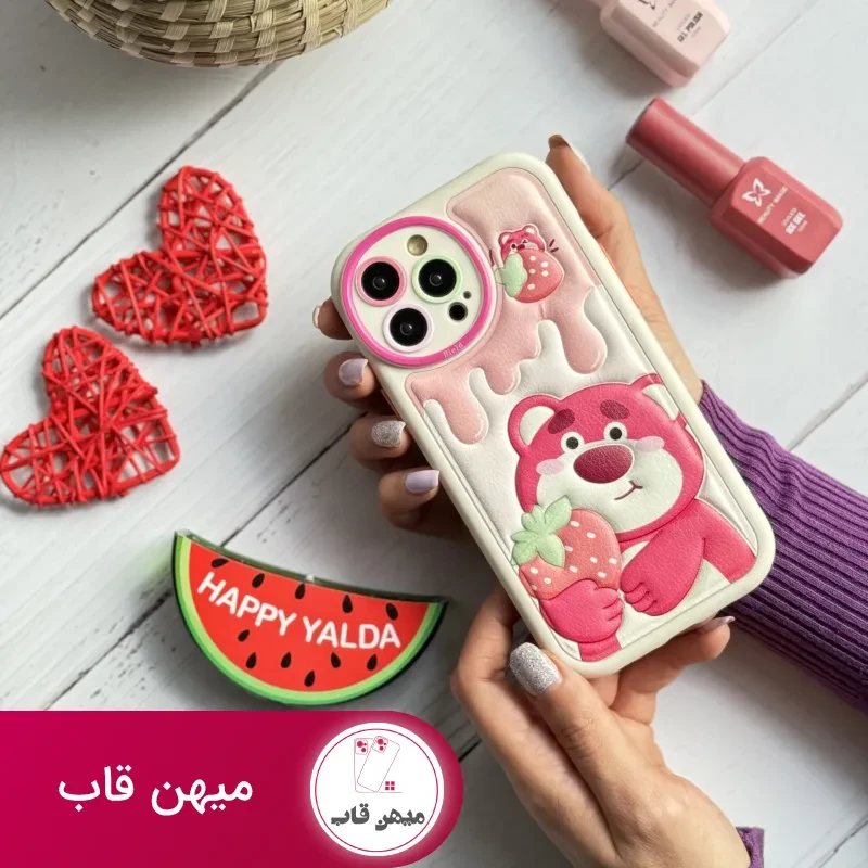 قاب موبایل آیفون برجسته خرس لوتسوهاگین و خرس پو محافظ لنزدار