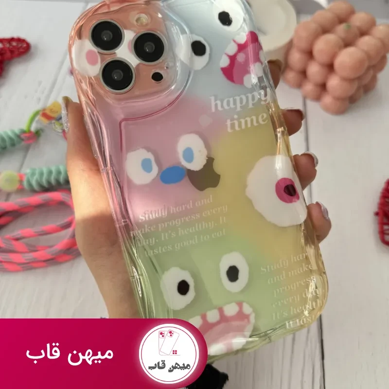 قاب موبایل آیفون هیولا پاستیلی هپی تایم + پاپسوکت