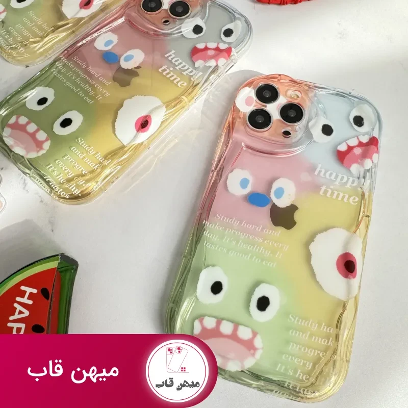 قاب موبایل آیفون هیولا پاستیلی هپی تایم + پاپسوکت