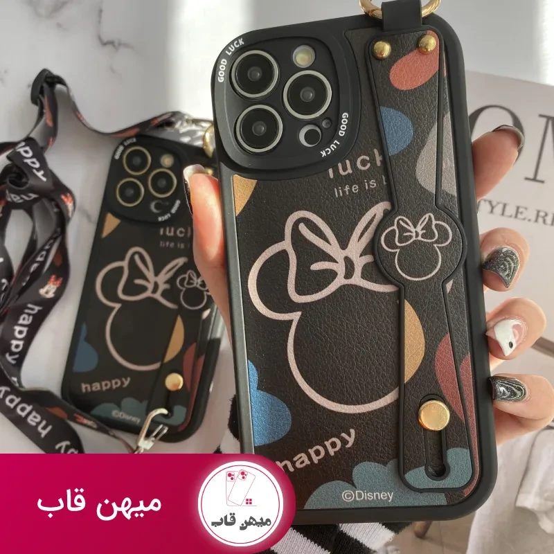 قاب موبایل سامسونگ میکی موس دیزنی + بند بلند یک طرفه