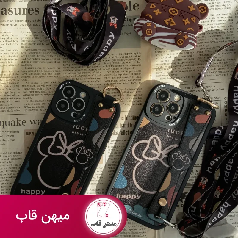 قاب موبایل سامسونگ میکی موس دیزنی + بند بلند یک طرفه
