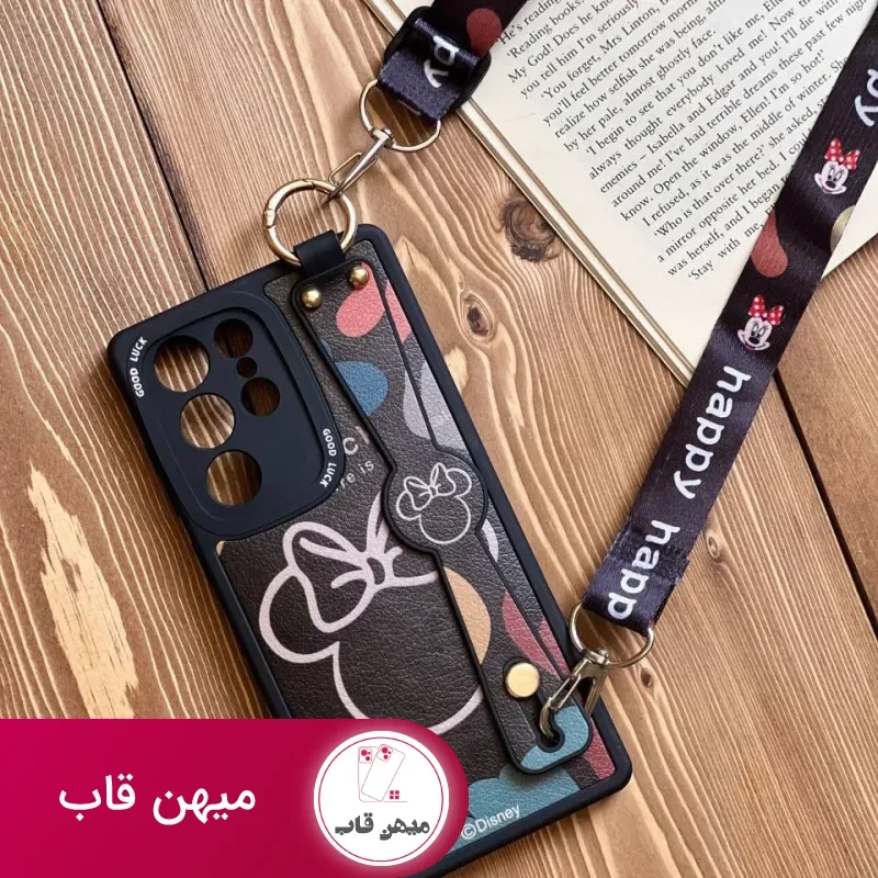 قاب موبایل سامسونگ میکی موس دیزنی + بند بلند یک طرفه