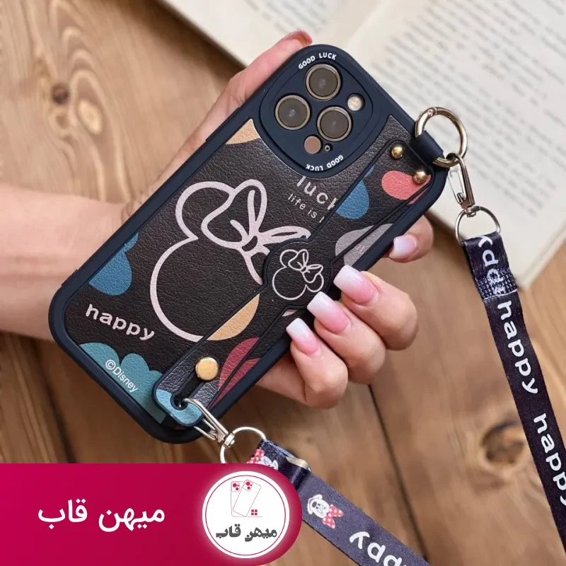 قاب موبایل سامسونگ میکی موس دیزنی + بند بلند یک طرفه