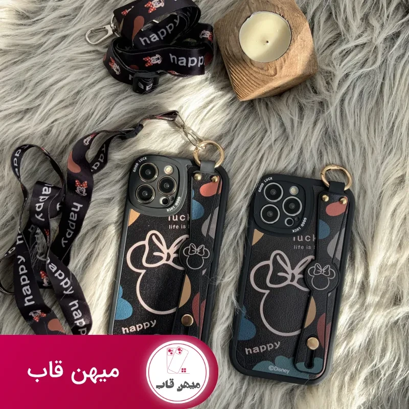 قاب موبایل سامسونگ میکی موس دیزنی + بند بلند یک طرفه