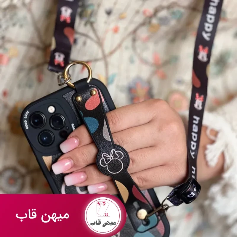 قاب موبایل سامسونگ میکی موس دیزنی + بند بلند یک طرفه