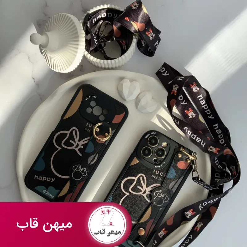 قاب موبایل سامسونگ میکی موس دیزنی + بند بلند یک طرفه