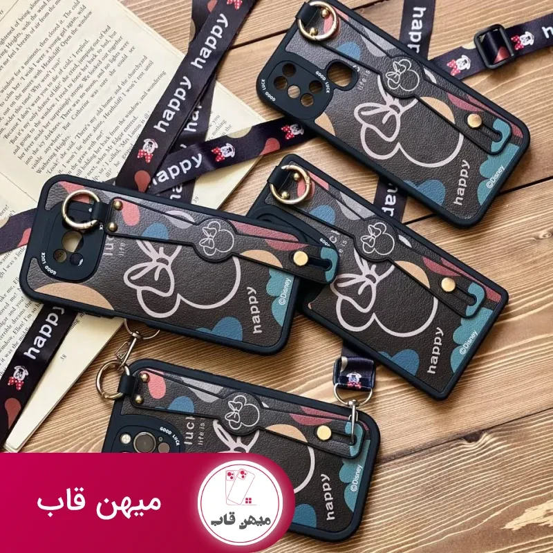 قاب موبایل سامسونگ میکی موس دیزنی + بند بلند یک طرفه