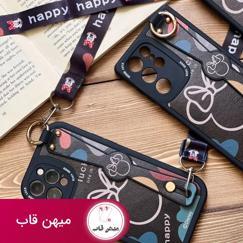 قاب موبایل سامسونگ میکی موس دیزنی + بند بلند یک طرفه