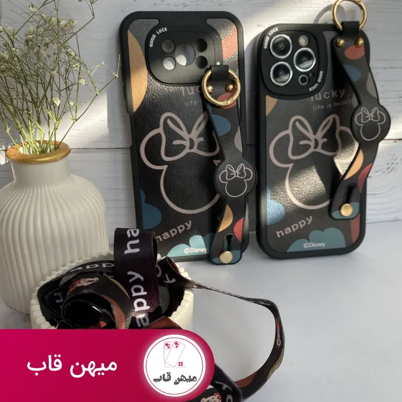 قاب موبایل سامسونگ میکی موس دیزنی + بند بلند یک طرفه