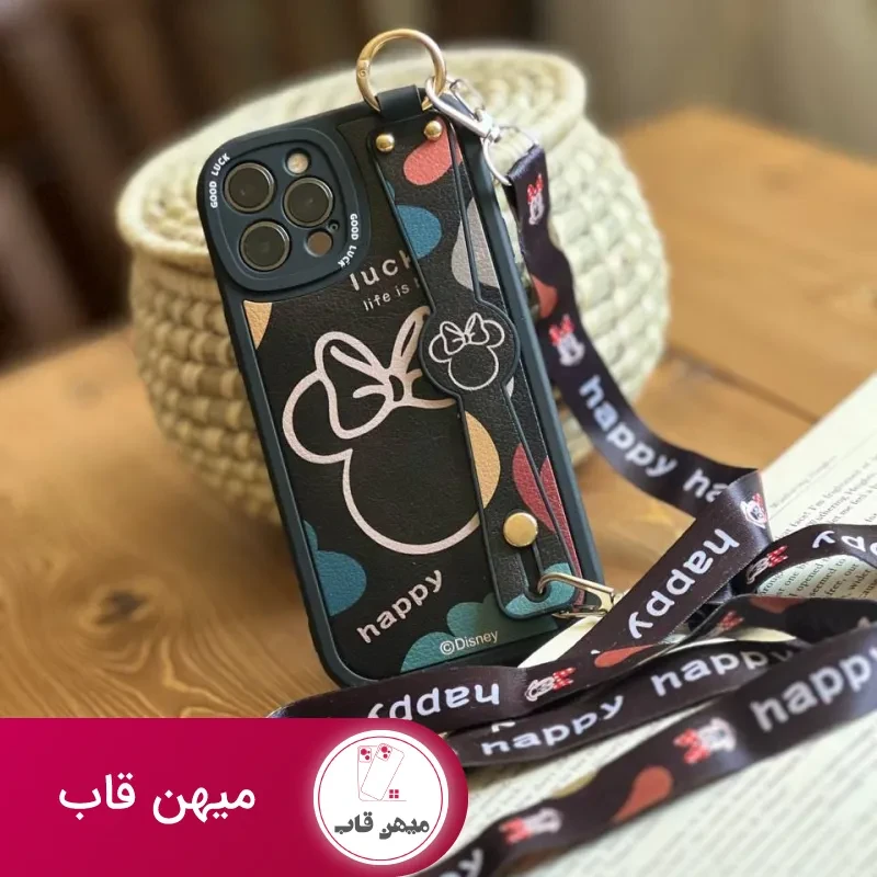 قاب موبایل سامسونگ میکی موس دیزنی + بند بلند یک طرفه