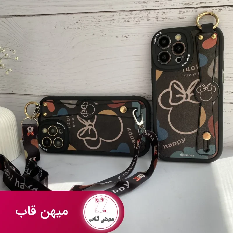 قاب موبایل سامسونگ میکی موس دیزنی + بند بلند یک طرفه