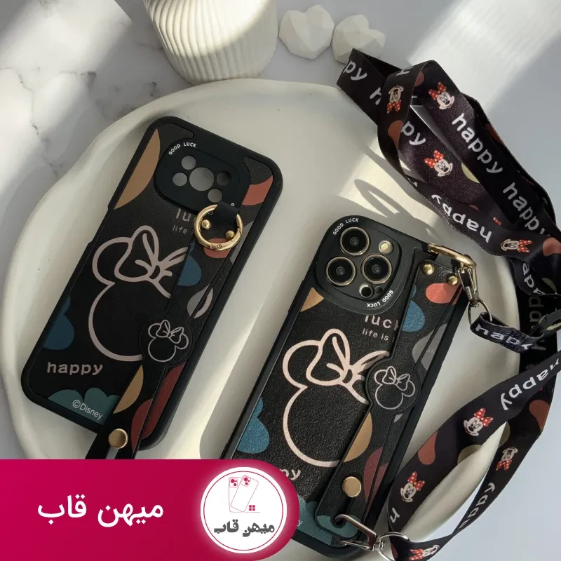 قاب موبایل سامسونگ میکی موس دیزنی + بند بلند یک طرفه