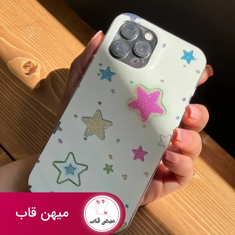 قاب موبایل آیفون ستاره های شنی به همراه صفحه کریستالی چسبی