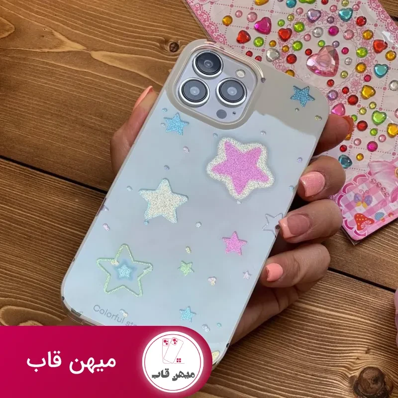 قاب موبایل آیفون ستاره های شنی به همراه صفحه کریستالی چسبی