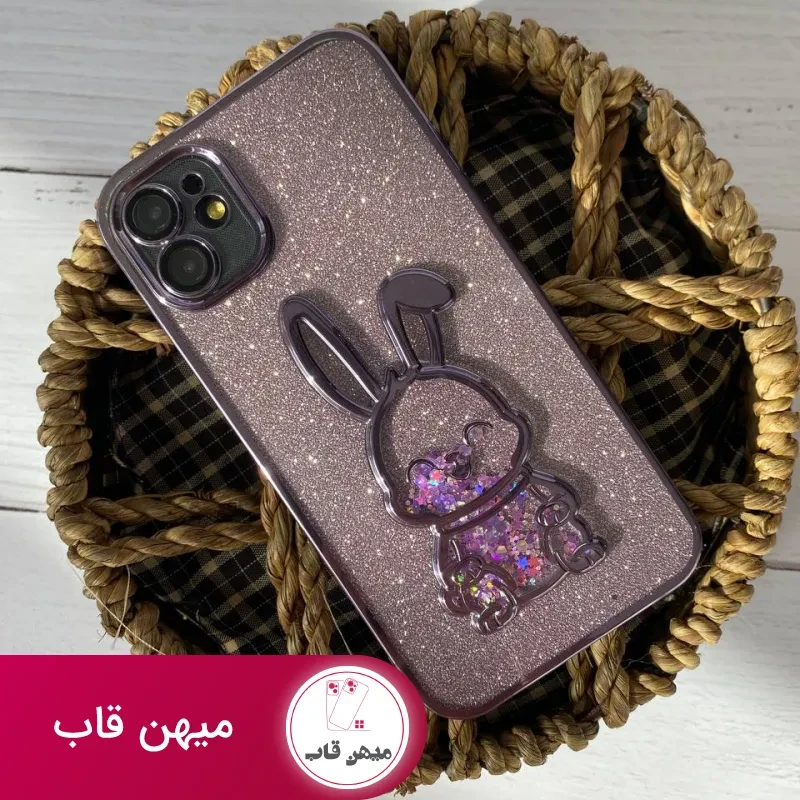 قاب موبایل آیفون خرگوش پولکی آکواریومی اکلیلی محافظ لنزدار