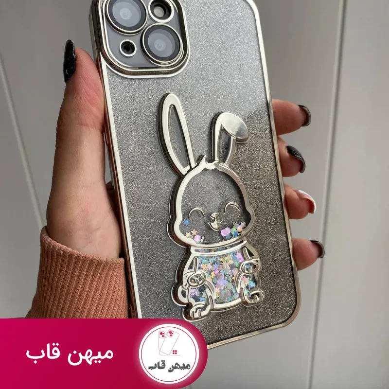 قاب موبایل آیفون خرگوش پولکی آکواریومی اکلیلی محافظ لنزدار