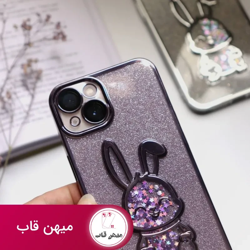 قاب موبایل آیفون خرگوش پولکی آکواریومی اکلیلی محافظ لنزدار