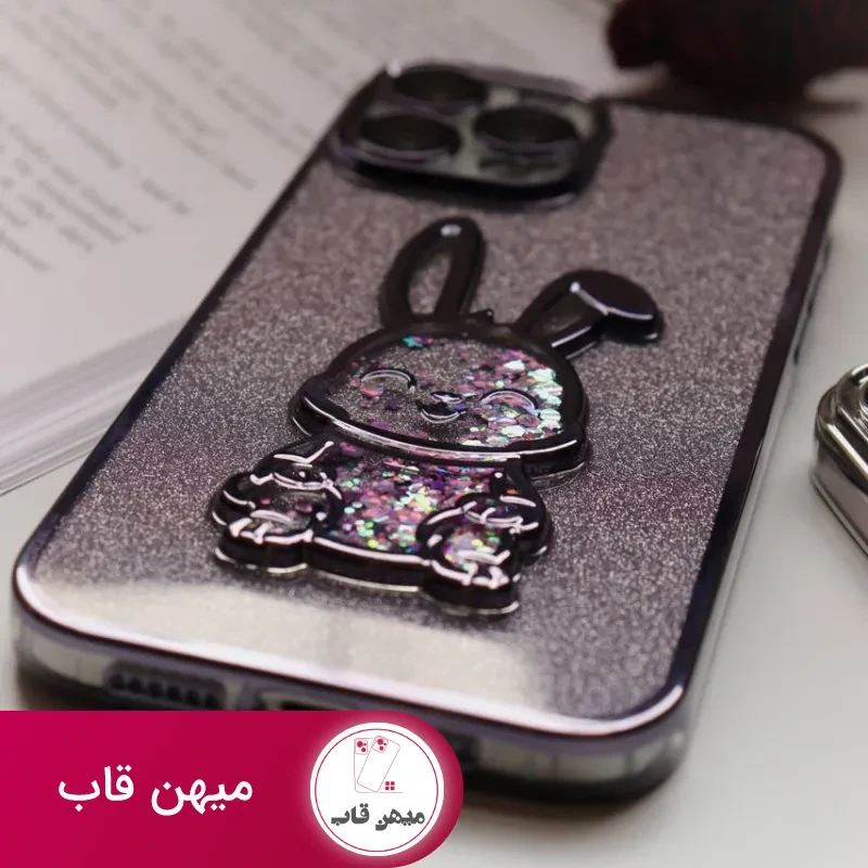قاب موبایل آیفون خرگوش پولکی آکواریومی اکلیلی محافظ لنزدار