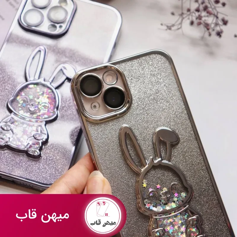 قاب موبایل آیفون خرگوش پولکی آکواریومی اکلیلی محافظ لنزدار