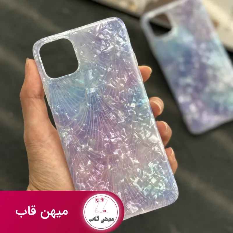 قاب موبایل آيفون آیس صدفی بنفش آبی