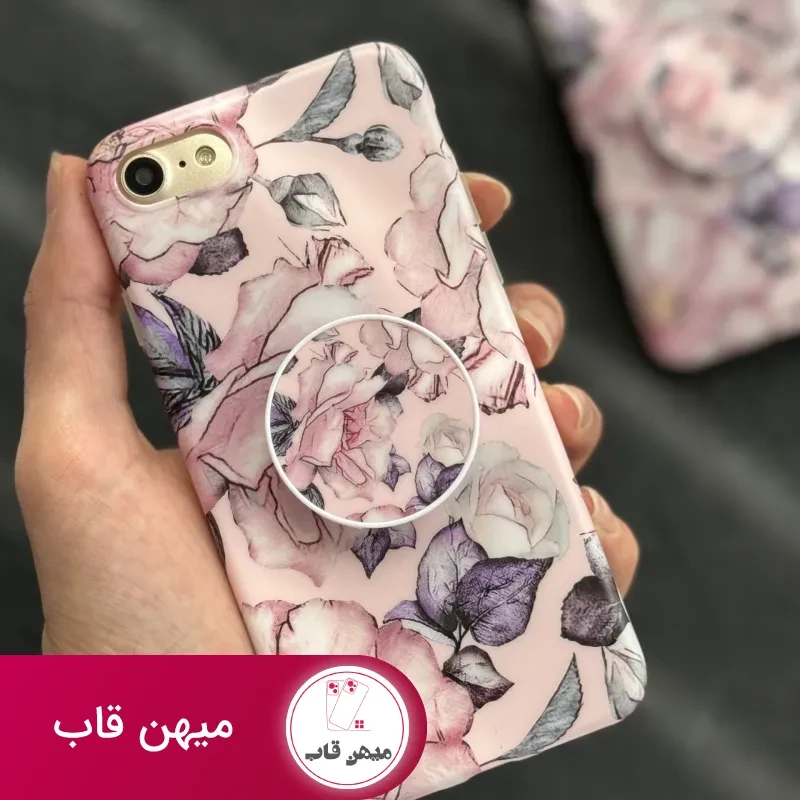 قاب موبایل آیفون گل نقاشی + پاپسوکت رایگان