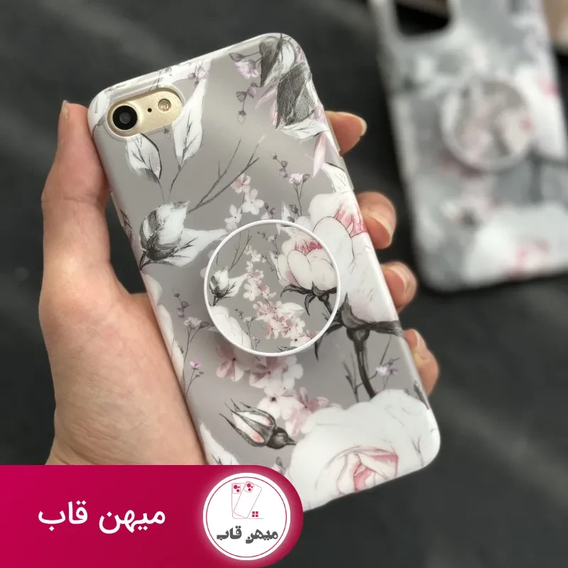 قاب موبایل آیفون گل نقاشی + پاپسوکت رایگان