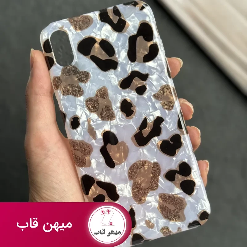 قاب موبایل آیفون آیس پلنگی سفید