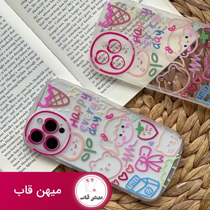 قاب موبایل آیفون دختر نقاشی قلب دوربینی محافظ لنزدار