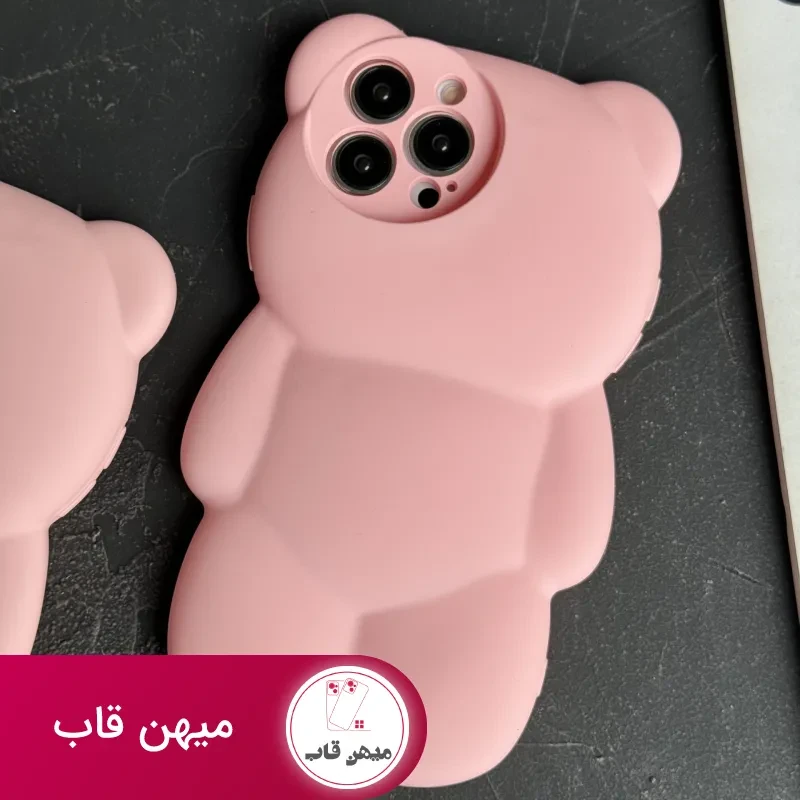 قاب موبایل خرس مینیمال پاستیلی سیلیکونی صورتی