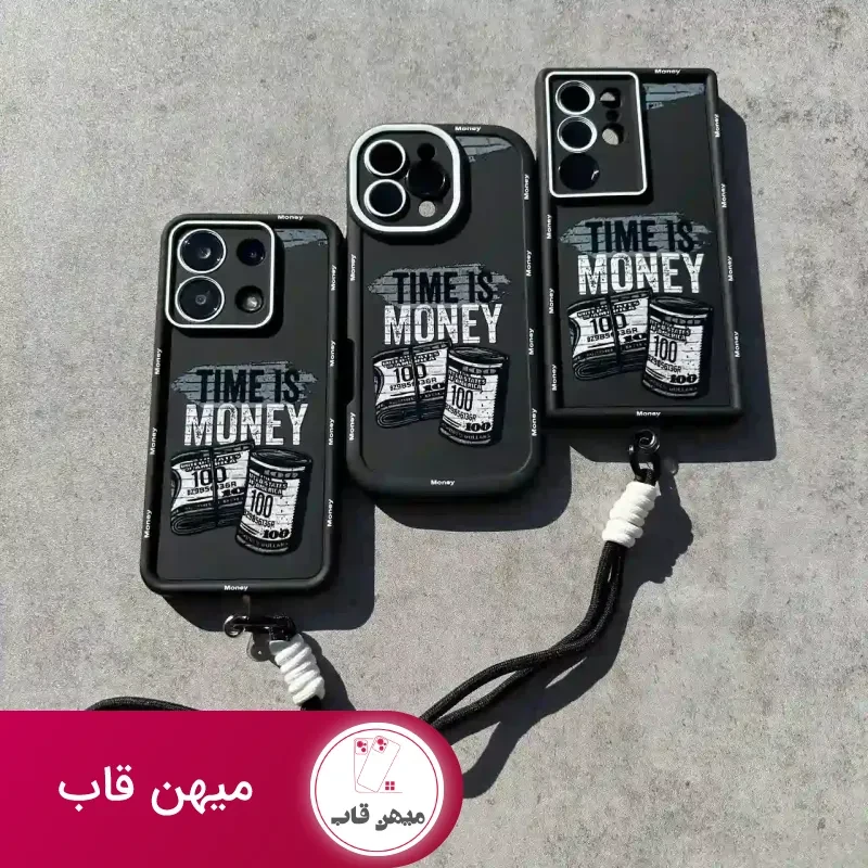 قاب پسرانه آیفون سولید یووی time is money با آویز