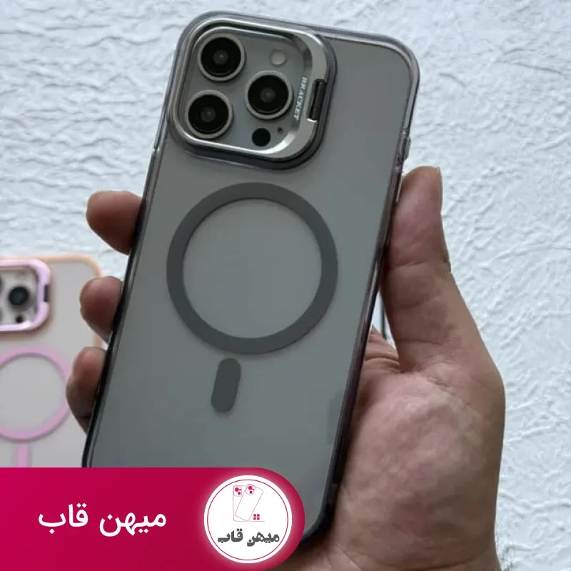 قاب شفاف استندشو براکت به همراه مگسیف برای آیفون BRACKET