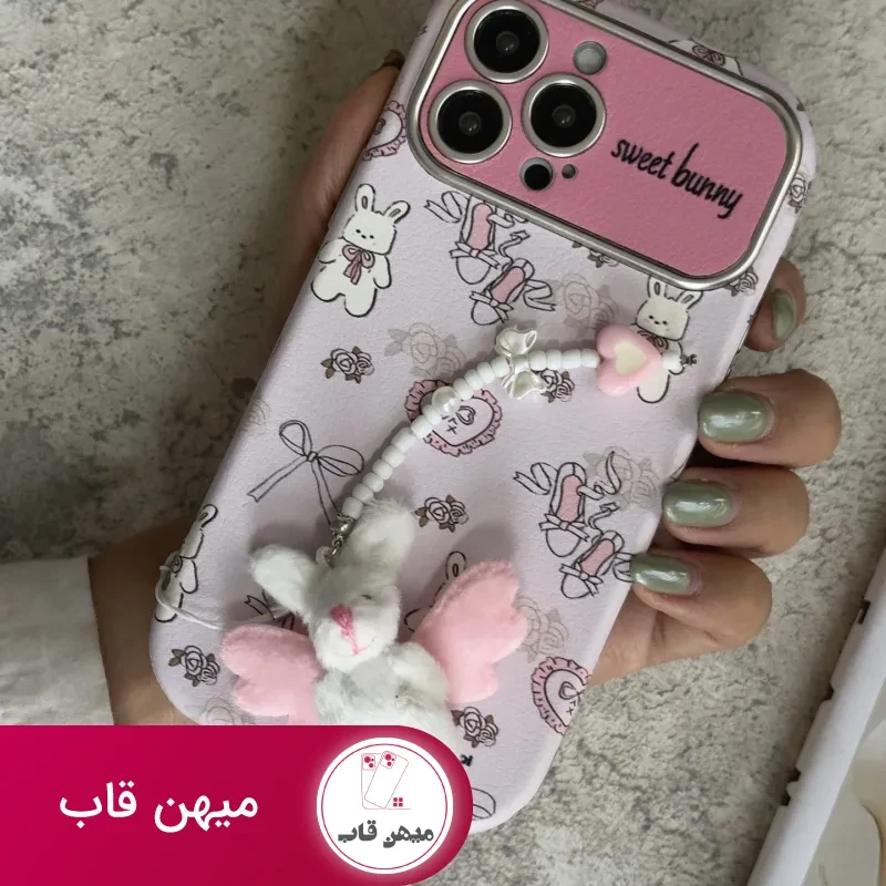 قاب موبایل آیفون خرگوش سوییت بانی + بند عروسکی